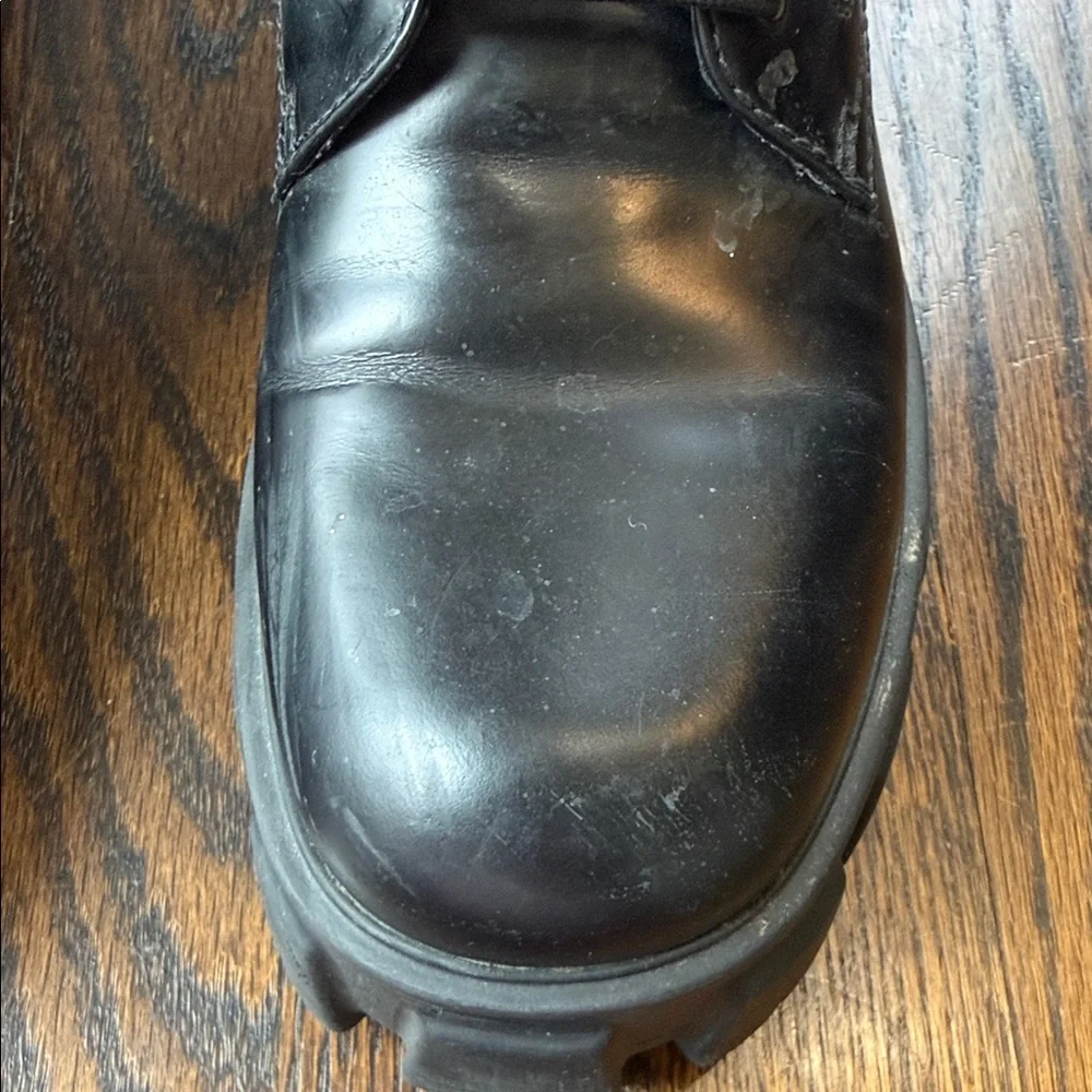 Prada Black Leather Lug-Sole Combat Boots with Detachable Mini Pouch - Picture 9 of 16